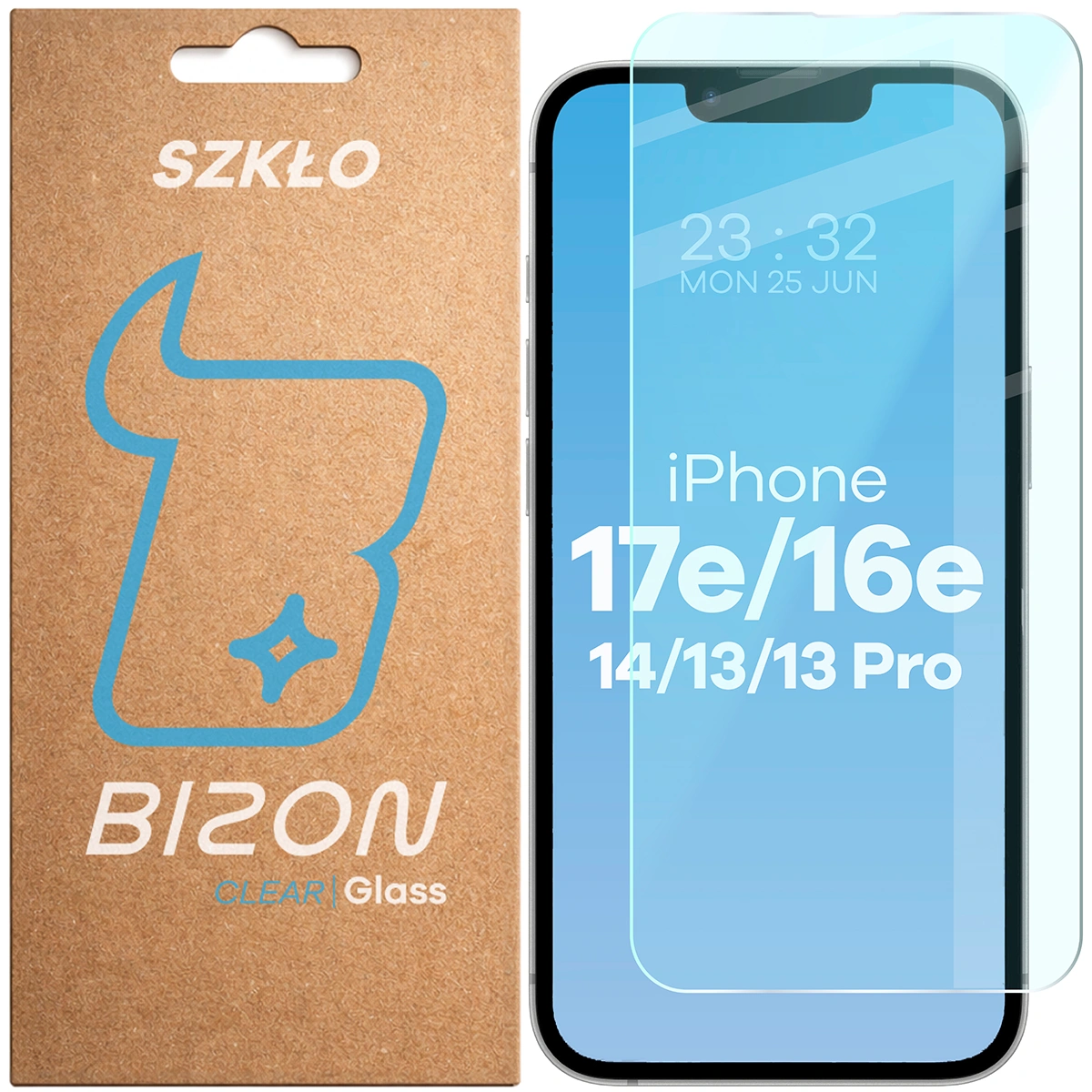 Szkło hartowane Bizon Glass Clear do iPhone 17e/16e/ 14 / 13 Pro / 13!
